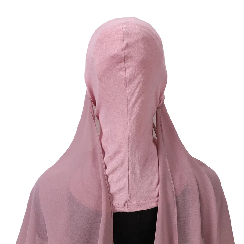Instant Chiffon Hijab Muslim Inner Headband Women Cap Bonnet Long Shawl With Jersey Underscarf Neck Cover Headwrap