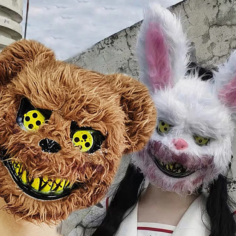 Halloween Carnival Bloody Rabbit Plush Bear Masks Holiday Costumes