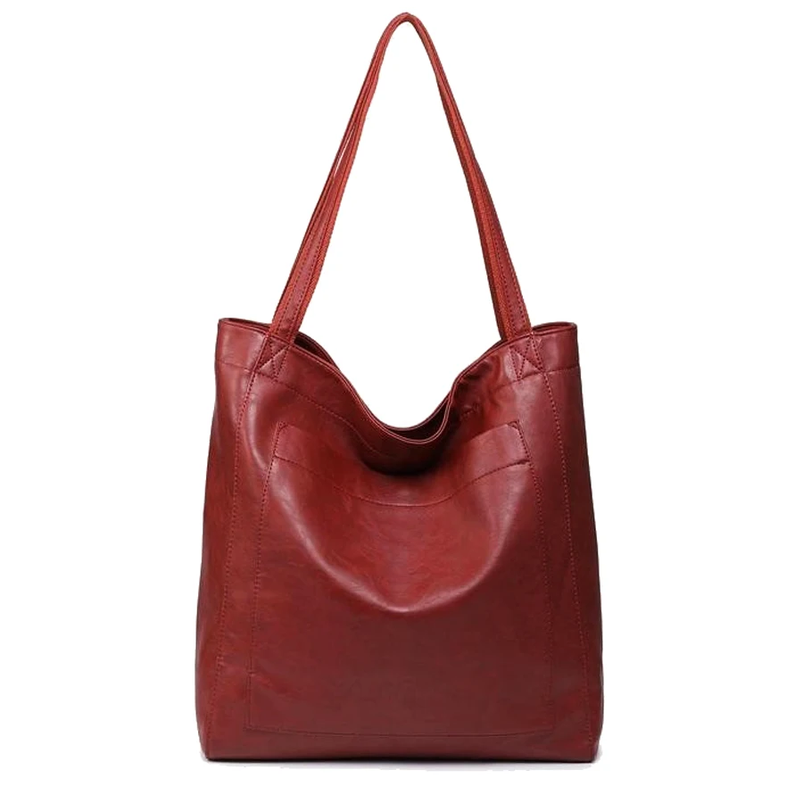 Freizeit-Einkaufstasche mit großer Kapazität, Handtasche aus weichem Leder für Damen, Umhängetasche für Damen, Retro-Einkaufstasche aus Öl wachs leder – Detail 7