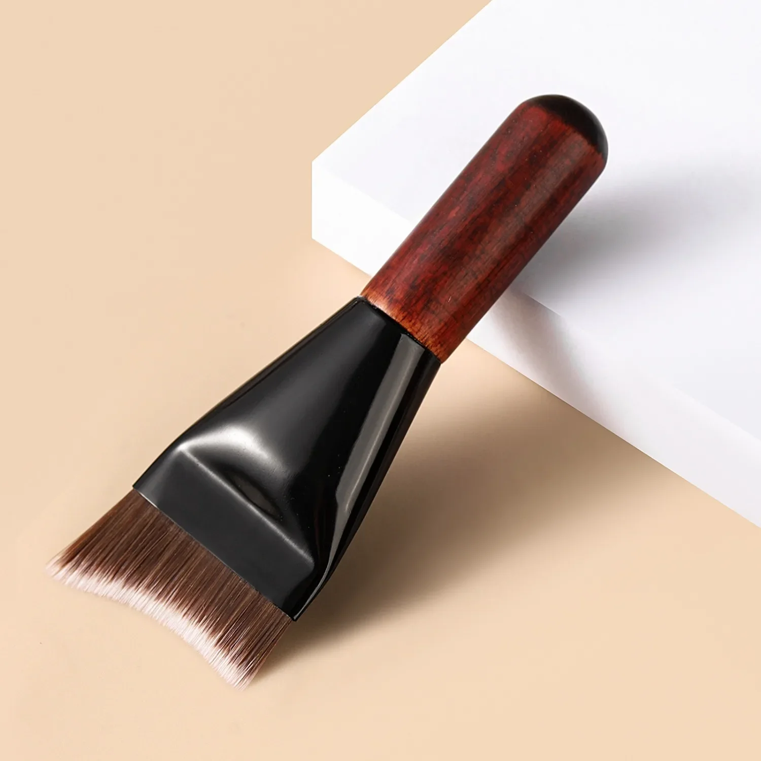 1Pc Mini Ultra Thin Foundation Brush Synthetic Flat Head Streak-free Application for Liquid Cream All Skin Types Makeup Brushes