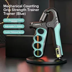 Adjustable Resistance Grip Strength Trainer for Muscle Building and Fitness (150Kg Blue)