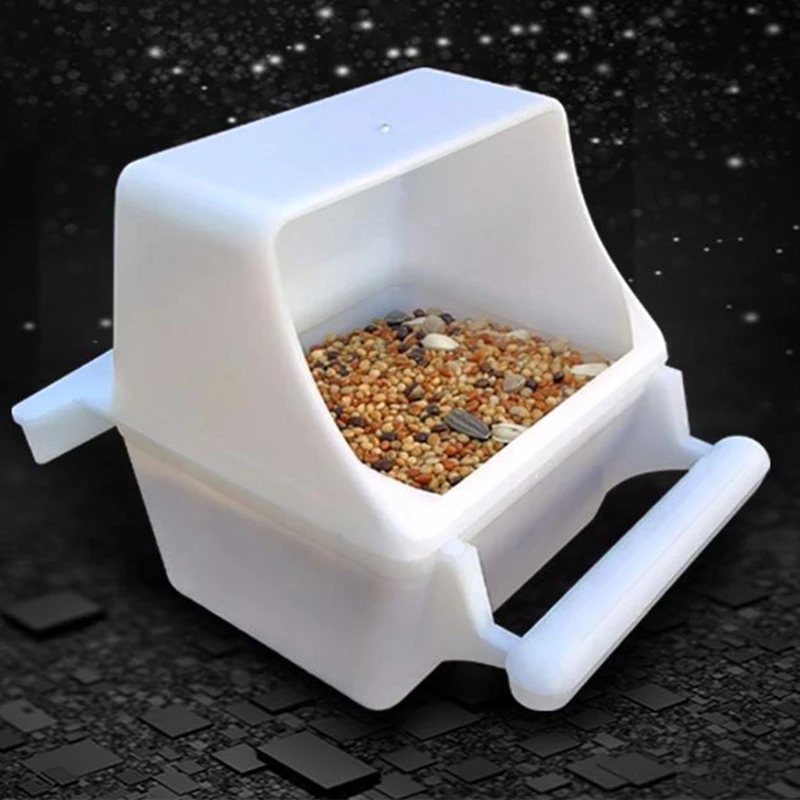 95AA Bird Feeder with Perch Plastic Parakeet Food Dispenser for Cage Splash-Proof Detachable Easy to Clean Cage Accessories