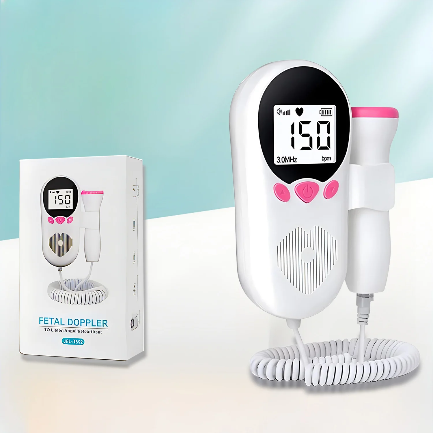 Handheld Fetal Doppler LCD 3.0MHz Ultrasound Fetal Doppler Baby Heart Beat 0 Radiation Heart rate Monitor fetal heart rate monitor