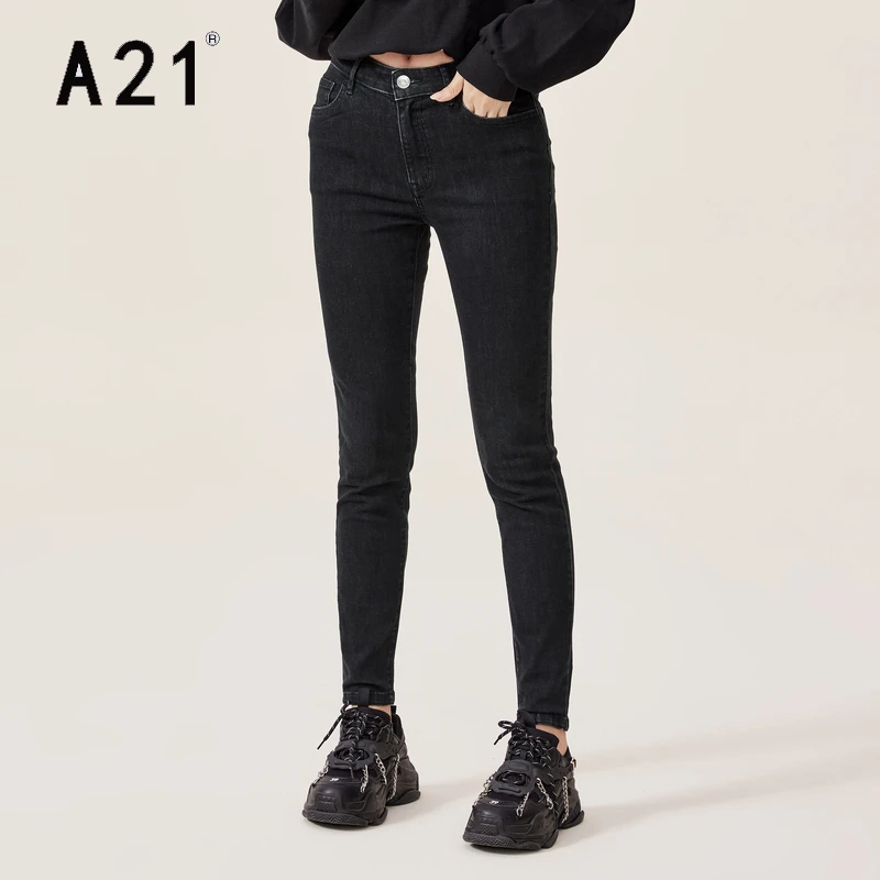 slim fit A21 Black Cotton High Waist Elastic Women Jeans Korean Fashion Female Denim Pencil Pants Streetwear Clothing Summer 2022 Trend fashion clothing
