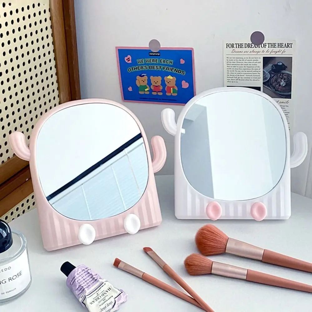 

HD Cactus Makeup Mirror Durable Foldable Cartoon Desktop Vanity Mirror Cute Wear-resistant Home Dressing Mirror Girl