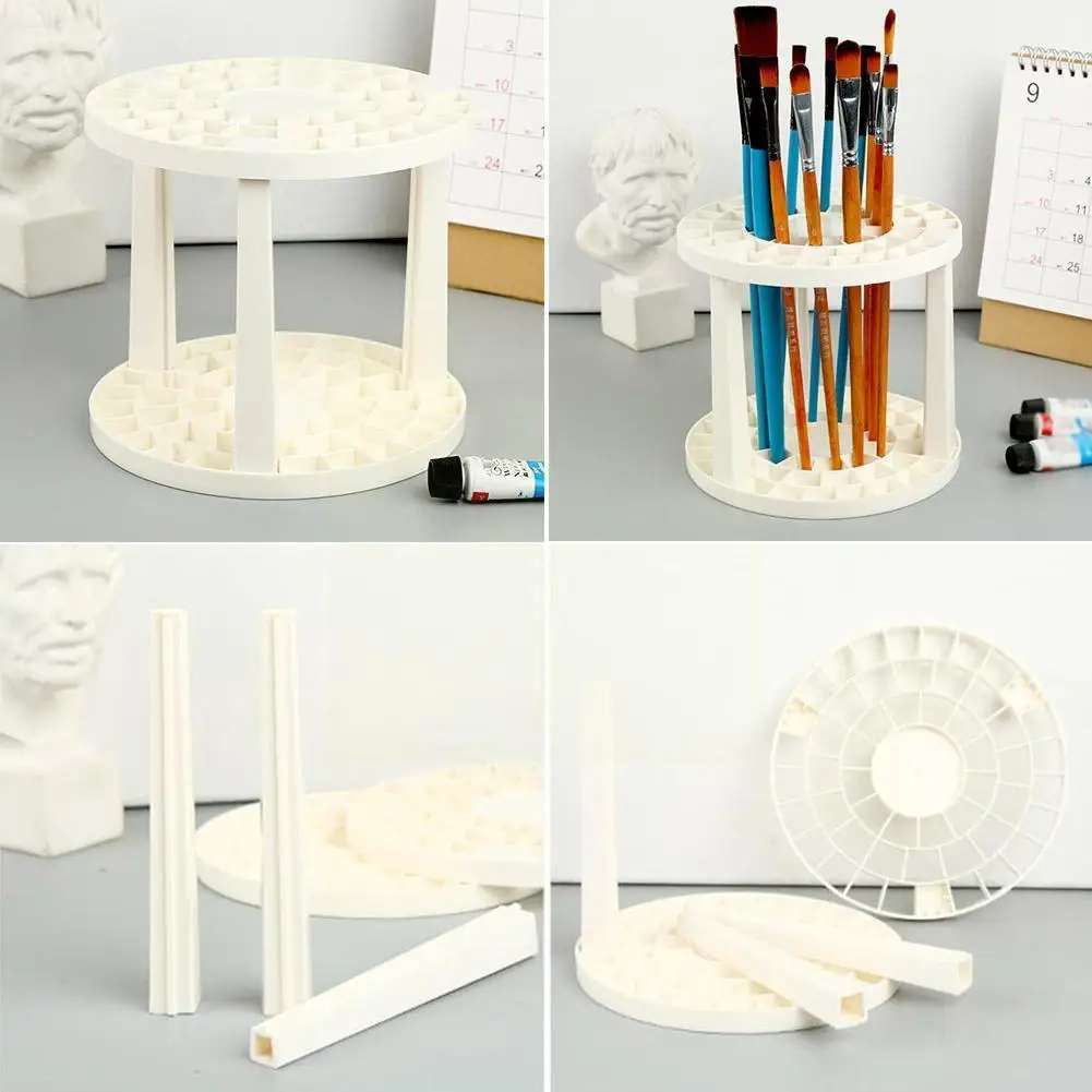 Details about   1 PCS 49 Holes White Painting Brush Pen Holder Pen Rack Display Stand Storage AL 