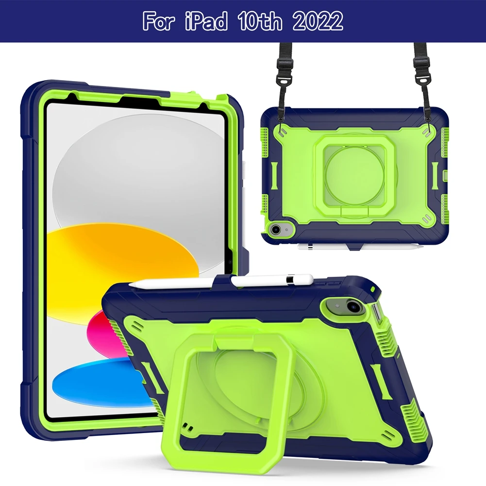 

Cover For iPad 10th Generation 10.9 inch 2022 Full body Shockproof Kids Hand Ring Case For iPad 2022 (A2757 A2777) Tablet Fundas