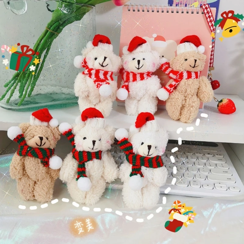 

Mini Bear Pendant Plush Toy Bear Keyring Festival Hanging Decors Child Gift
