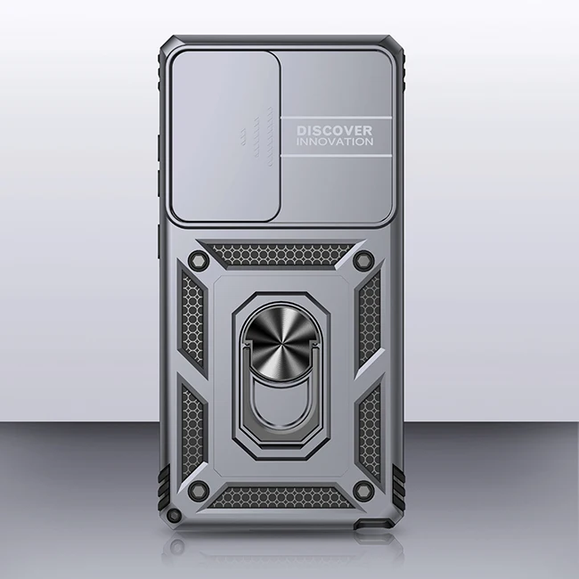 Protective Case with Slide Lens Cover and Rotating Ring Stand
