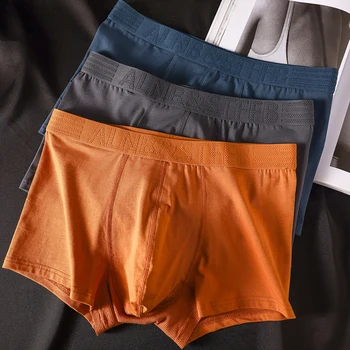 3 Pz/pacco 100% Cotone Antibatterico Boxer Hombre Doppio strato Traspirante Igroscopico U Pouch Biancheria Intima Moda Mutandine da Uomo 1