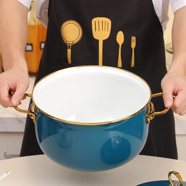 Blue Speckled Enamel Pots Pans  Enamel Casseroles Cooking Pots - Enamel  Soup Pot - Aliexpress