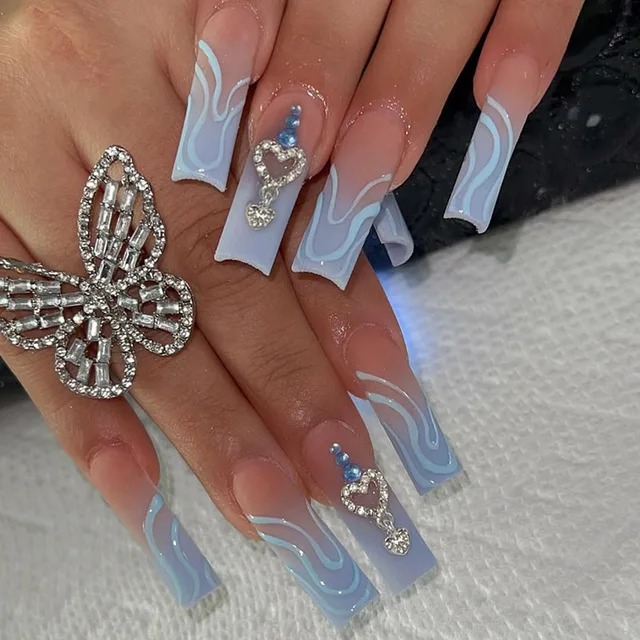 24Pcs-Long-Coffin-False-Nails-with-Glue-Wearable-Brown-Fake-Nails-with-Rhinestones-Ballet-Press-on jpg