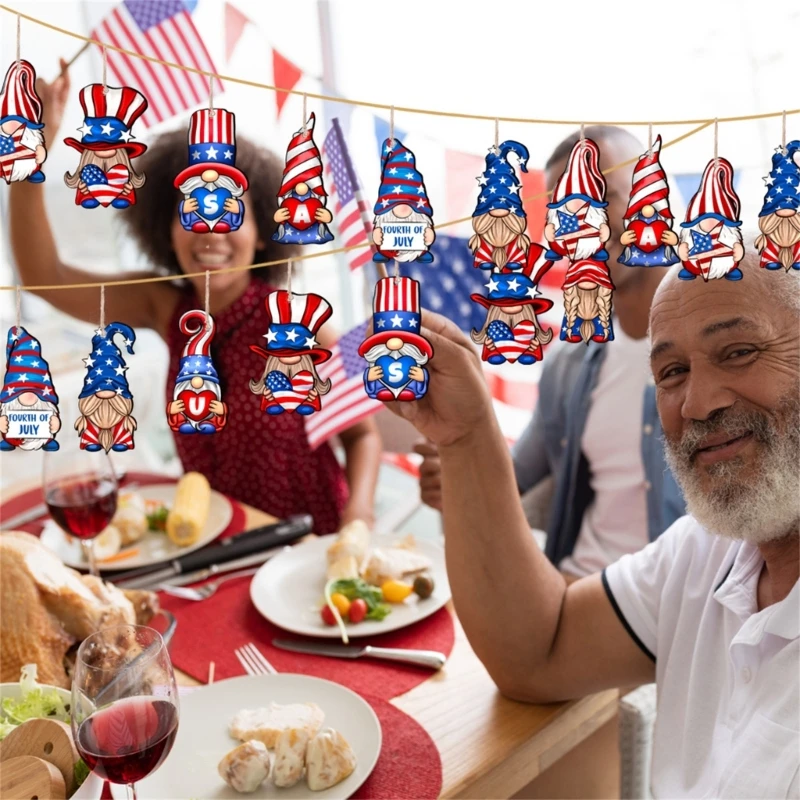 Набор из 24 украшений в виде гномов. Патриотические украшения для деревьев. Подвески в виде гномов. Декоры 87HA.