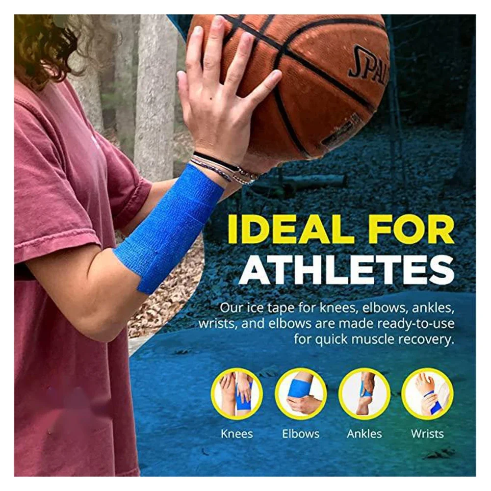 Self Adhesive Ice Bandage Instant Cooling Ice Tape Muscle Recovery Cooling and Compression Tape for Athletes and Adults