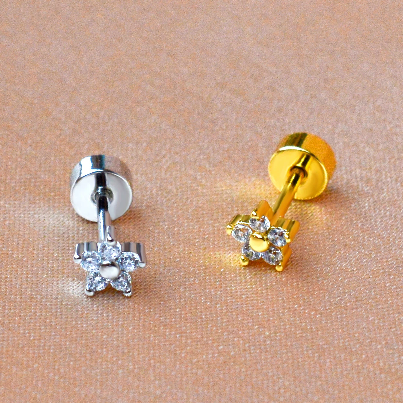 1Pcs 20G Stern Blume Helix Knorpel Ohrringe Edelstahl Zirkon Conch Rook Flache Tragus Stud Für Frauen körper Piercing Schmuck