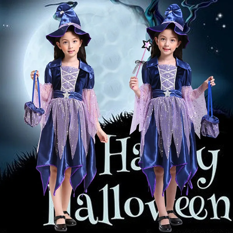 

Детские костюмы на Хэллоуин, специальная распродажа, платье принцессы для девочек, платье ведьмы, маскарадный костюм для косплея, аксессуары для подачи