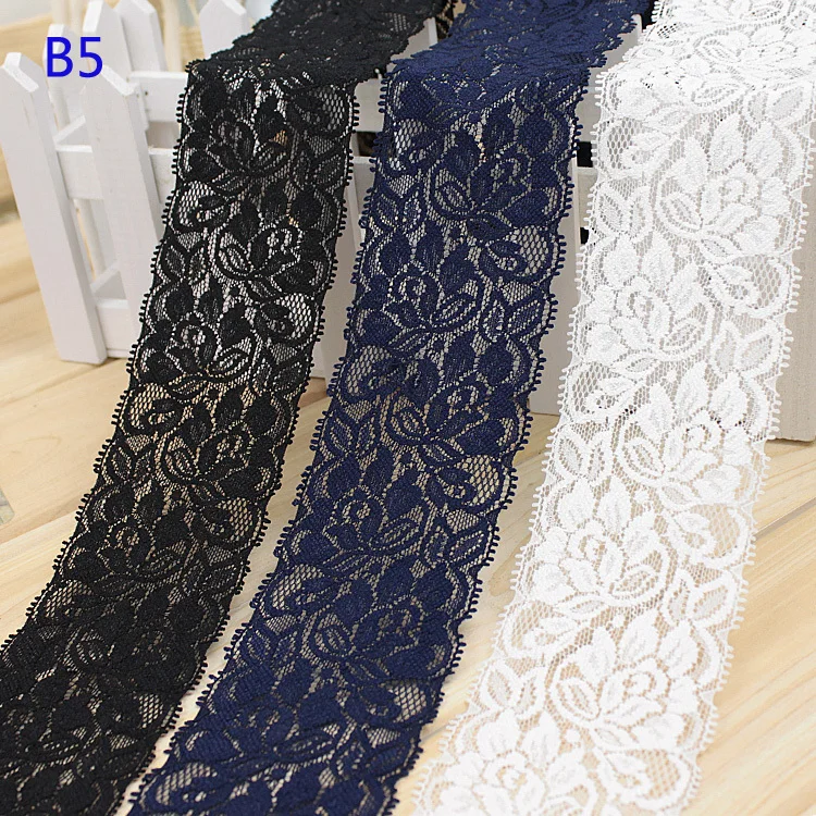 Lace Ribbon Lace Garment Accessories Lace Sewing Supplies Lace Accessories Lace Sewing Accessories 6.5cm Soft Elastic Lace Trim Ribbon DIY Apparel Sewing Fabric DIY Garment Accessories Hollow Out Flower Embroidered Lace