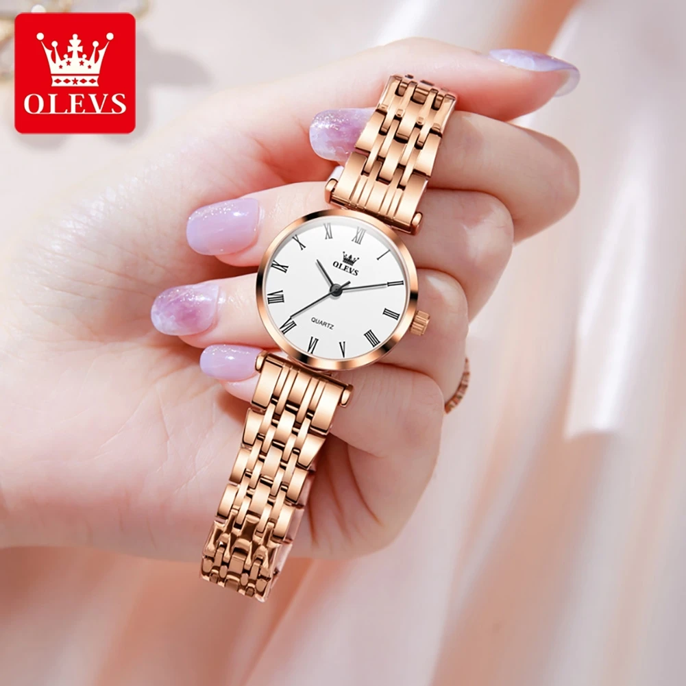 OLEVS Brand 2024 New Fashion Women Simple Quartz Watch Luxury Stainless Steel Strap Waterproof Womens Watches Relogio Feminino