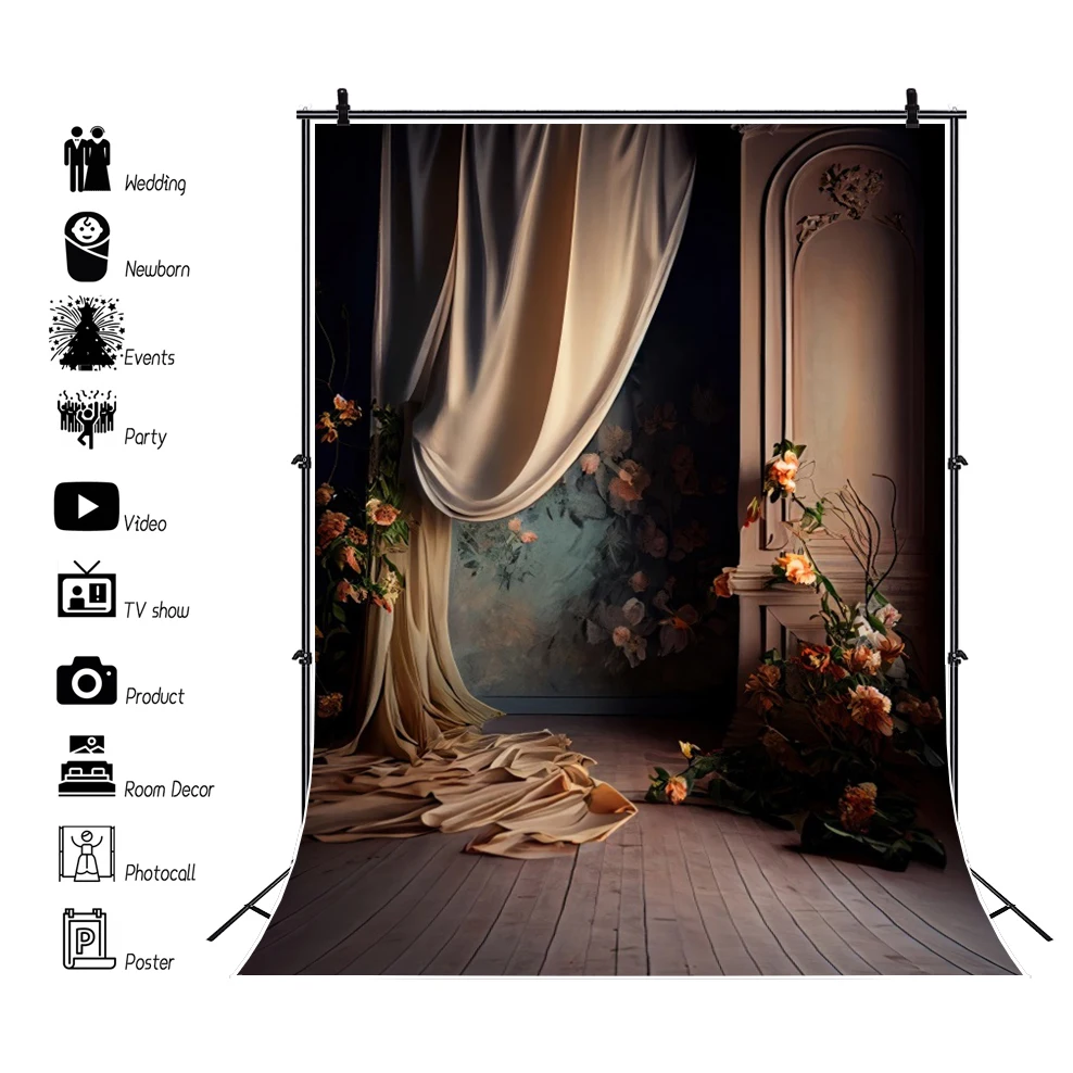 Photo Backdrop Wedding Backdrop for Photography Vintage Wall Curtain Flower Bridal Shower Pregnant Art Photo Background Decor Photo Studio Prop