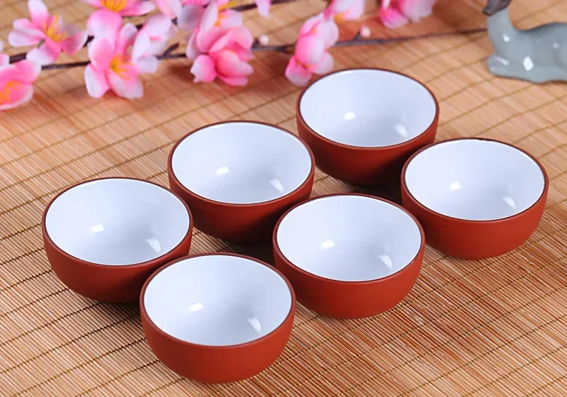 6PCS Purple Clay Chinese Japanese Ceramic Tea Cups Set Tea Cup