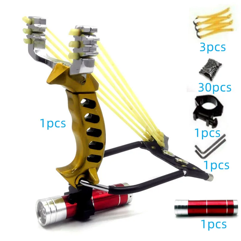 

Powerful Professional hunting Slingshot With Rubber Band Folding Wrist catapult Outdoor Black Gold Slingshot Shooting sport Tool