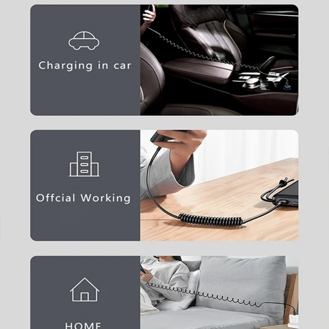 Cable USB à ressort 5A 66W Type C pour recharge rapide et transfert de données – Image 4