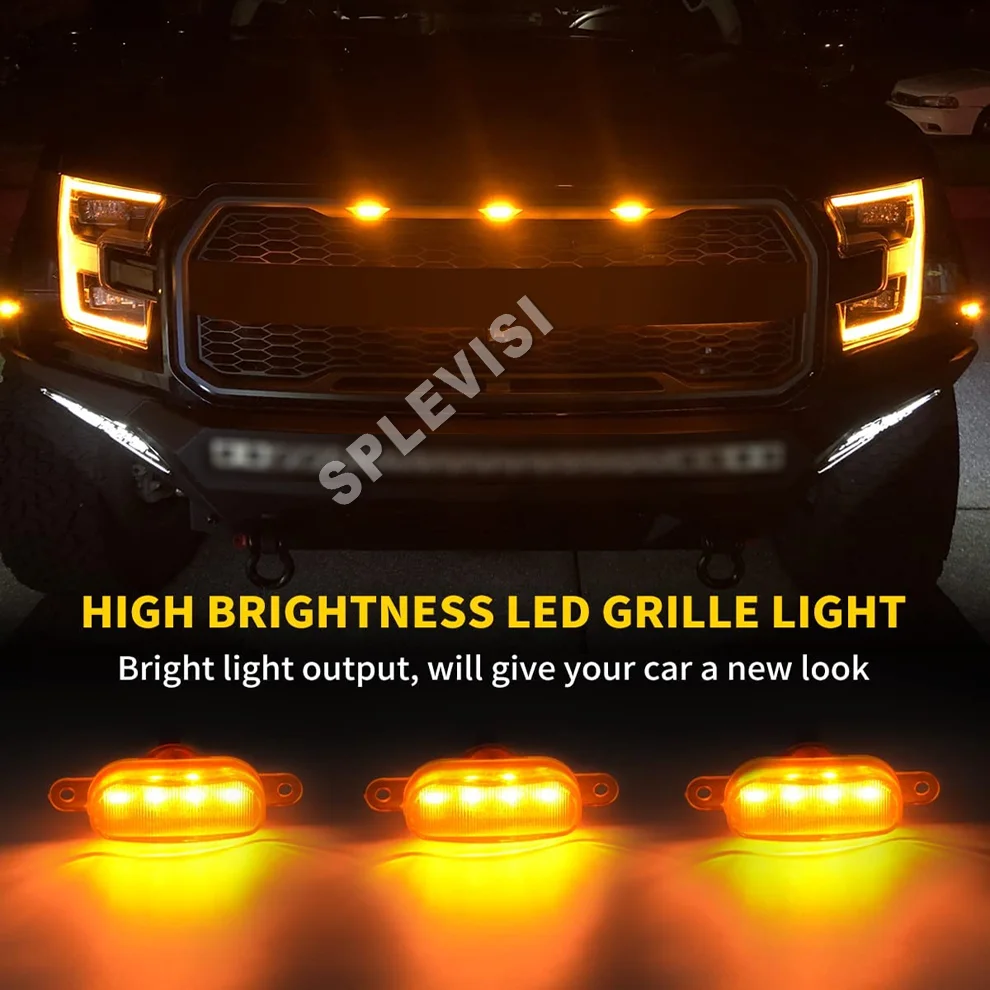 

Car Accessories Amber LED Grille Lights Compatible with 2004 2005 2006 2007 2008 2009 2010 2011 2012 2019 Ford F150 F250 F350