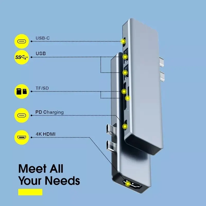 USB 3.0 C타입 허브-HDMI 어댑터, 4K USB C 도킹 스테이션, 허브 3.0 포함, TF SD 리더 슬롯 PD, 맥북 프로 에어 2018 2020