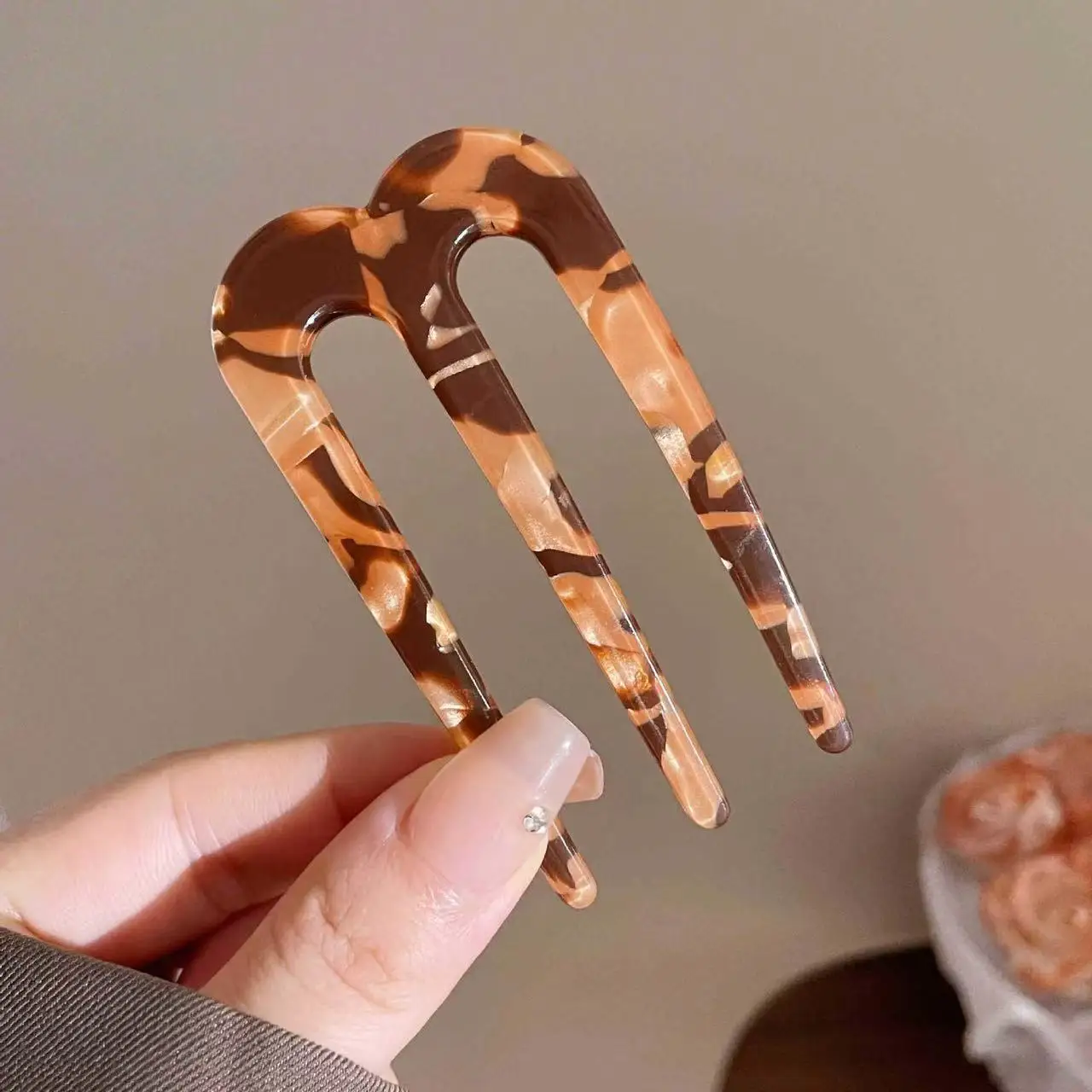 Hairpin Clip U-shaped Hairpin Female Style Retro Acrylic Hairpin Headgear Simple Modern Daily Fixed Hairpin Hair Accessories