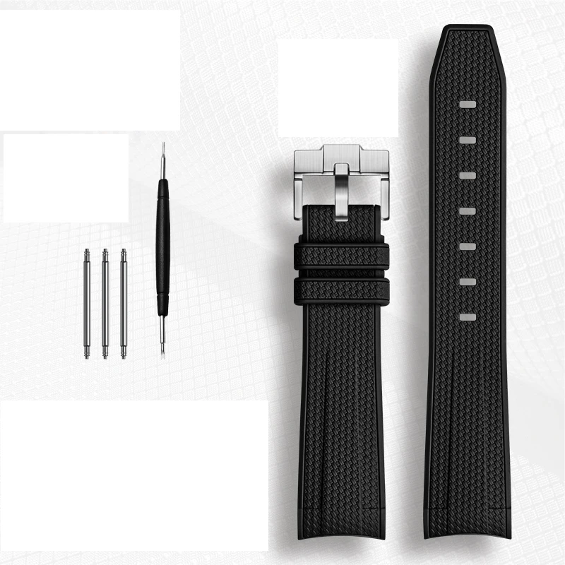 Durable Rubber Waterproof Sports Watch Strap with Curved End - 20mm