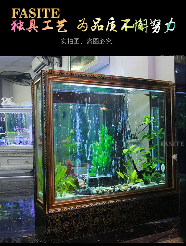 Fish tank, family living room, floor standing ecological partition ...