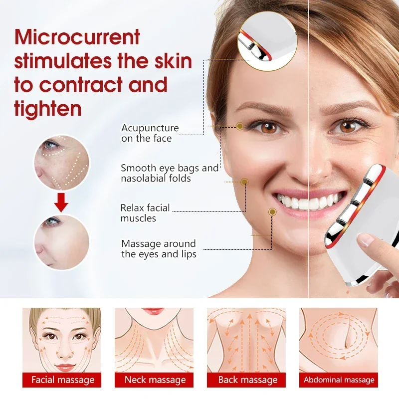 EMS Dredging Meridian Massage Brush Electric Constant Temperature Micro Current Scraping Board V-face Lifting Beauty Instrument