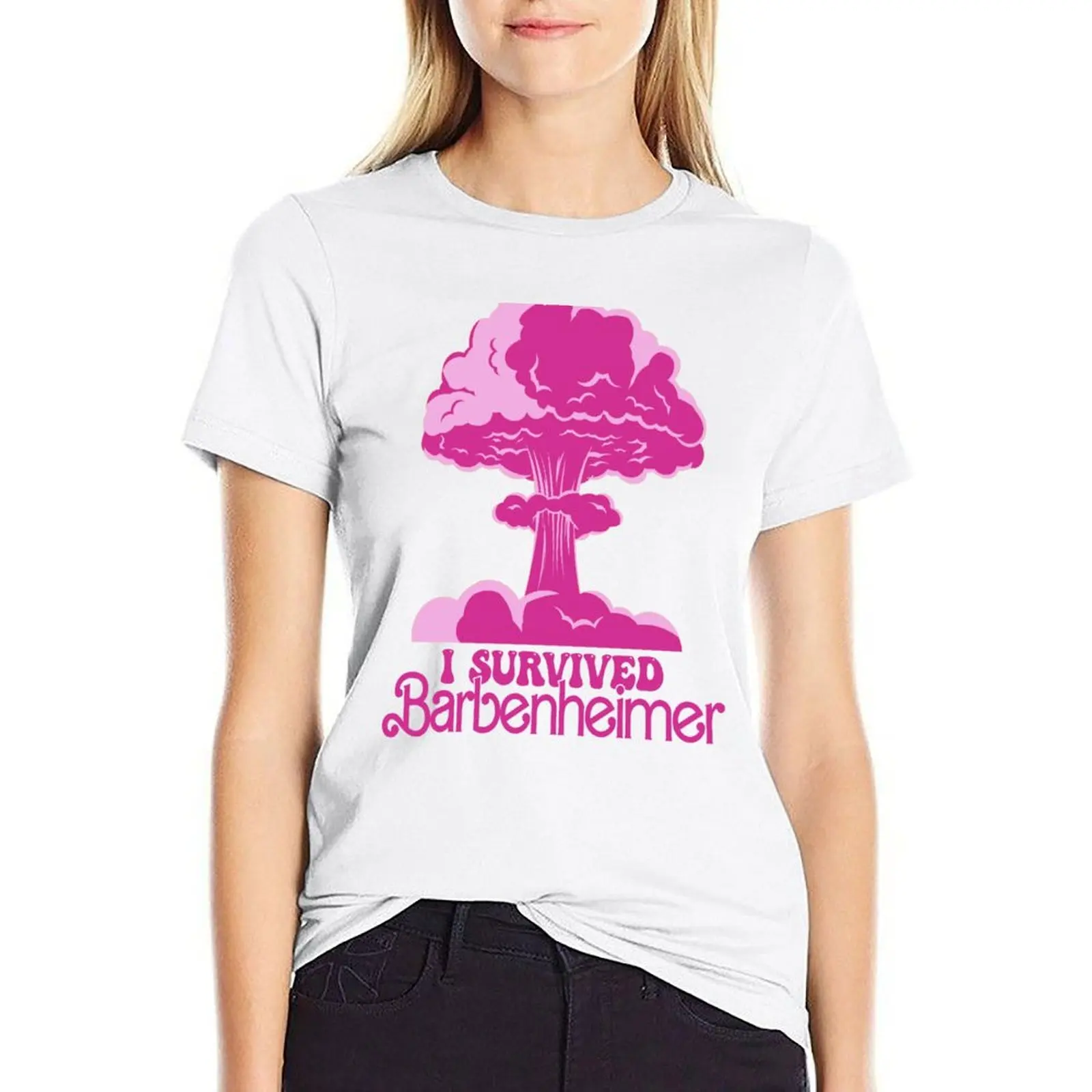 

I Survived Barbenheimer T-shirt Short sleeve tee tops hippie clothes t-shirts for Women pack