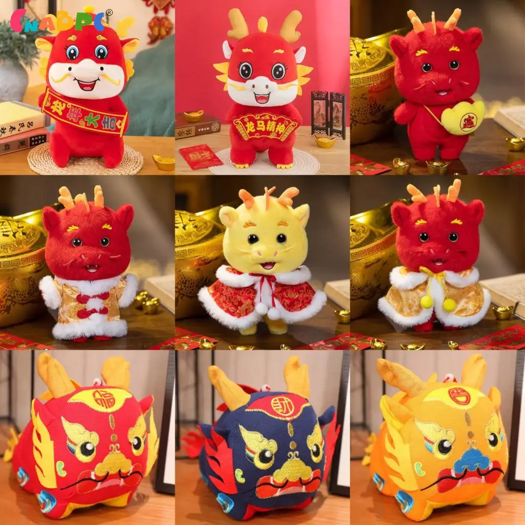 

18-40cm 2024 New Year Chinese Zodiac Dragon Plush Toy Stuffed Red Dragons Mascot Plushies Doll Soft Pillow for Kids Decoration