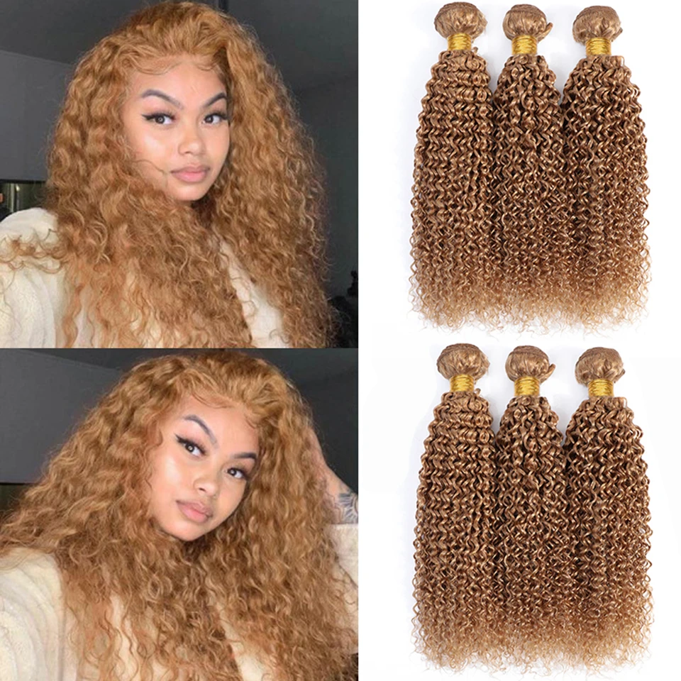 Miss Rola Brazilian Kinky Curly Human Hair Weaves 1/3/4 Bundles 27# Blonde 99J BUG Ombre Remy Hair Extensions Double Wefts