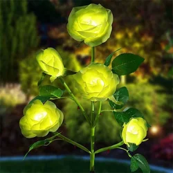 LED Solar Rose Flower Night Lamp - Decorative Garden Landscape Light (Yellow)