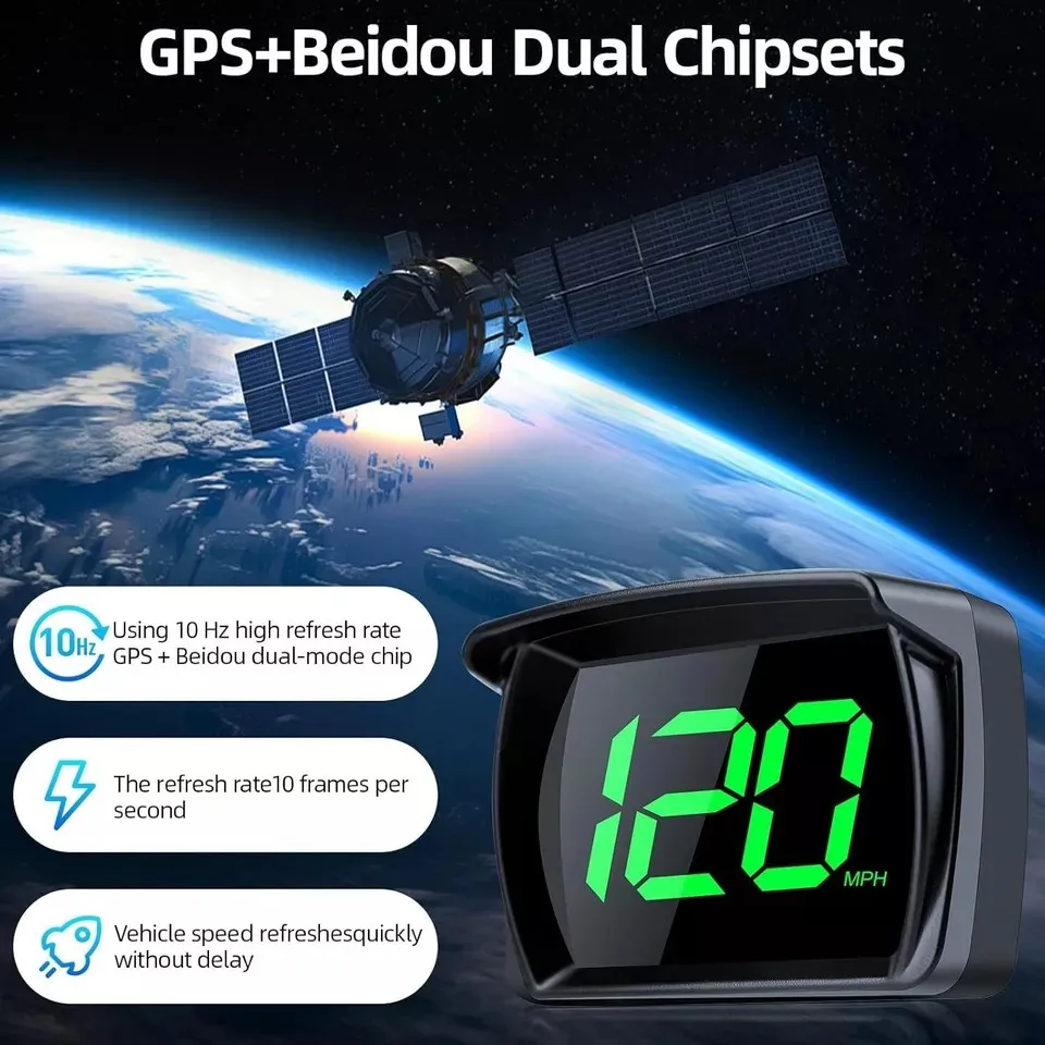 유니버설 자동차 HUD 헤드업 디스플레이 - GPS 디지털 속도계, KMH/MPH 듀얼 칩, HD LCD 플러그 앤 플레이