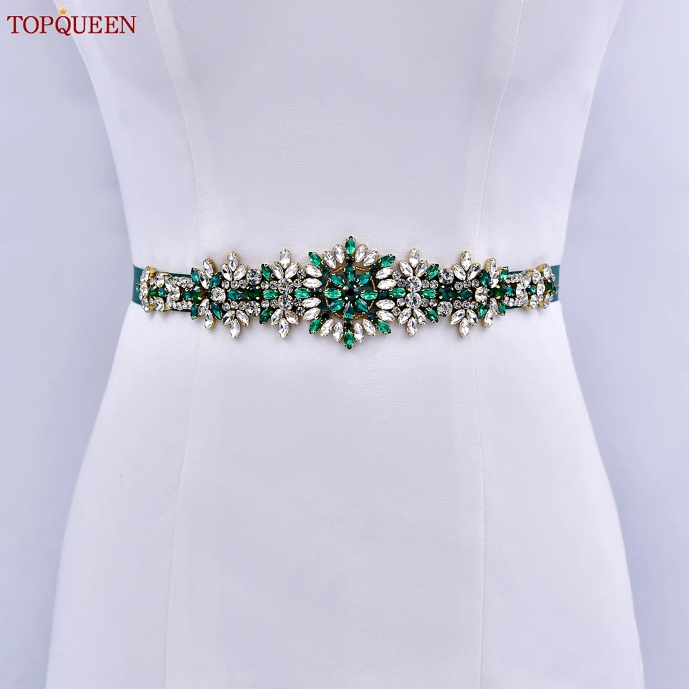 Bridal Waistband Bridal Dress Decoration TOPQUEEN Bridal Wedding Belt Handmade Moroccan Rhinestone Belt