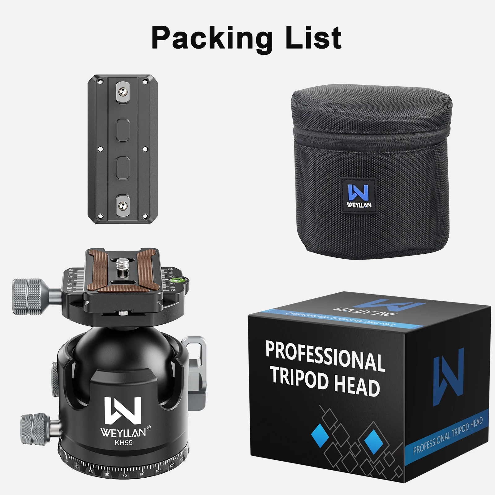 KH55 55mm Low Profile Ball Head Closed-Body Heavy Duty Tripod Head With Mlok Arc