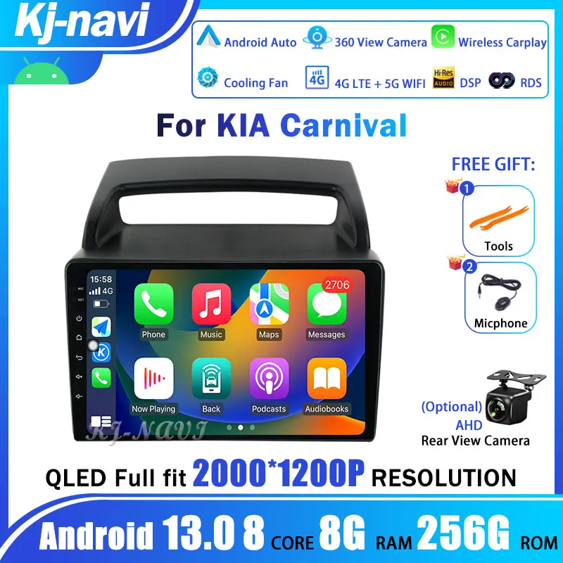 

Android 13 Car Radio For KIA Carnival All-in-one VQ 2006 - 2014 Multimedia Player Navigation GPS CarPlay Stereo QLED DSP BT 4G