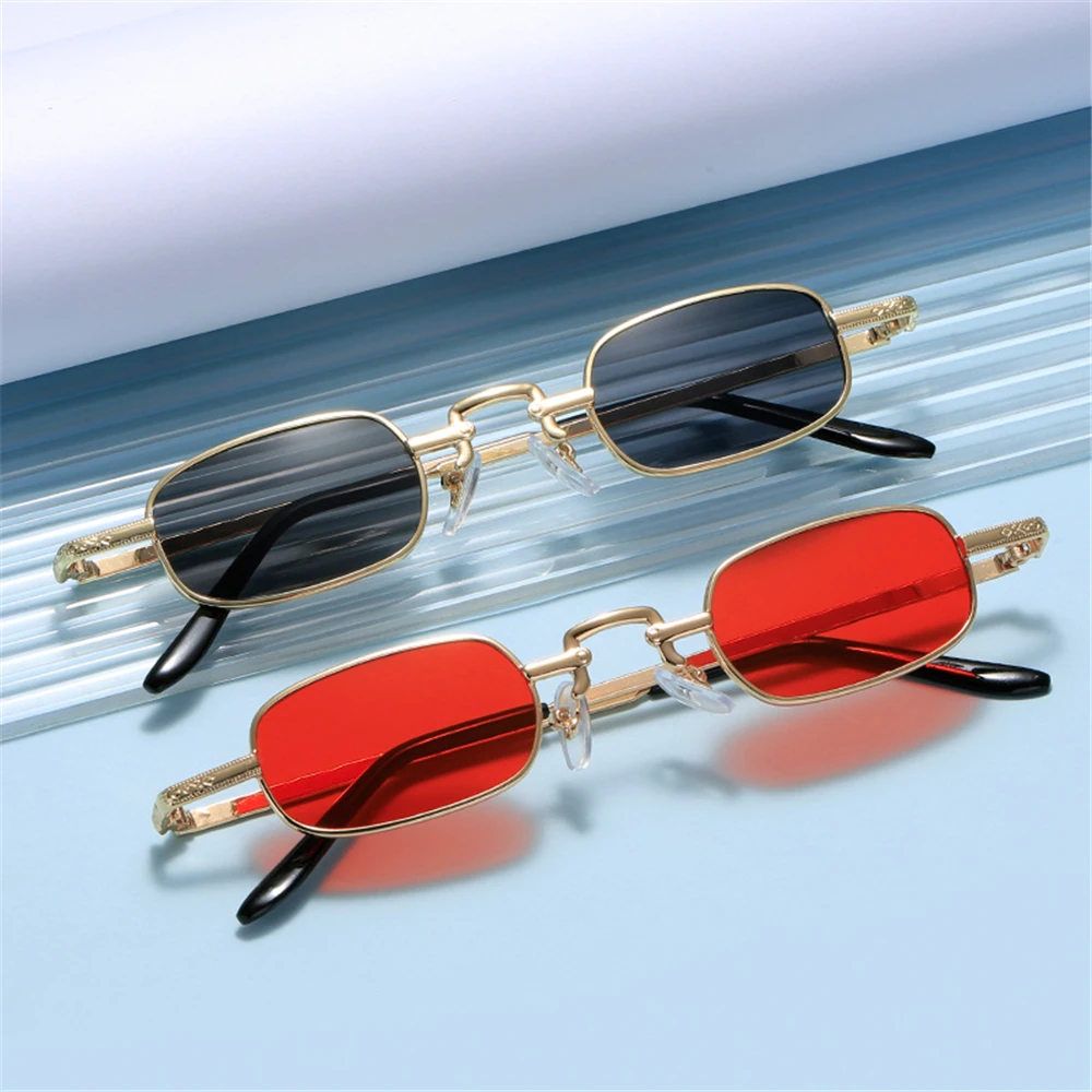 Retro Rectangle Sunglasses - 90s Small Square Frame Sun Glasses With UV400 Protection
