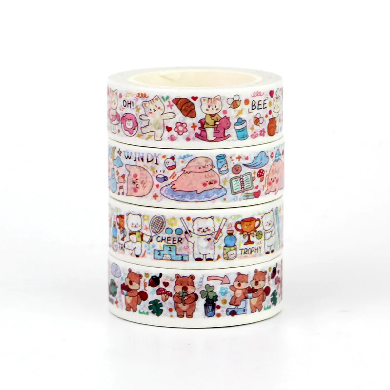 

NEW 1PC. 10M Decorative Travel Bear Football Kitten Masking Washi Tape Set Scrapbooking Cute Papeleria School Supplies