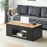 Table basse relevable 109,5 cm, cadre gris, table de salon moderne et élégante avec espace de rangement caché sous le plateau 6