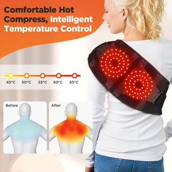 Heating Vibration Massager Belt, Red Light Hot Compress Waist Support Brace Waist Back Massage Lumbar Support Belt Health Care 5