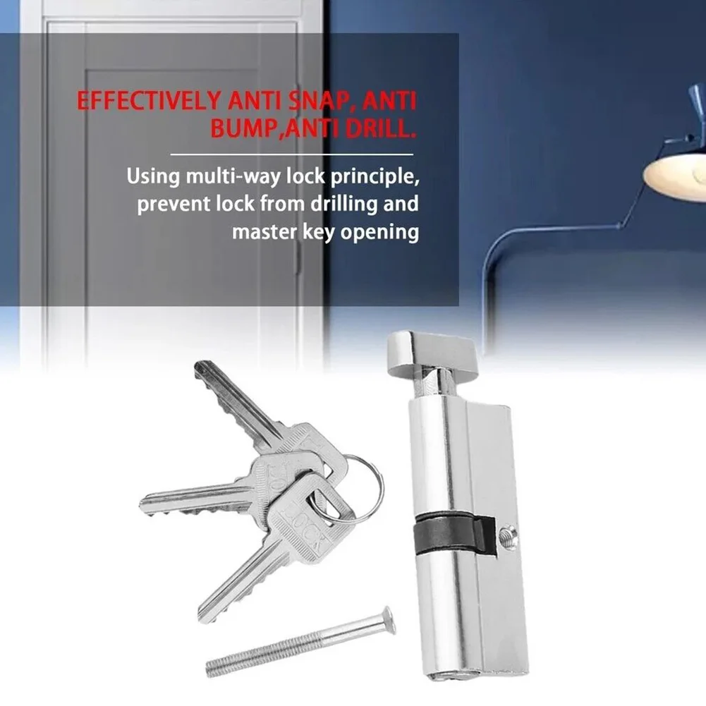 Door Lock Cylinder Thumb Turn Cylinder Door Lock UPVC Anti-Pick 35/35 3 Keys 1 Screw Security Furniture Locks Keys