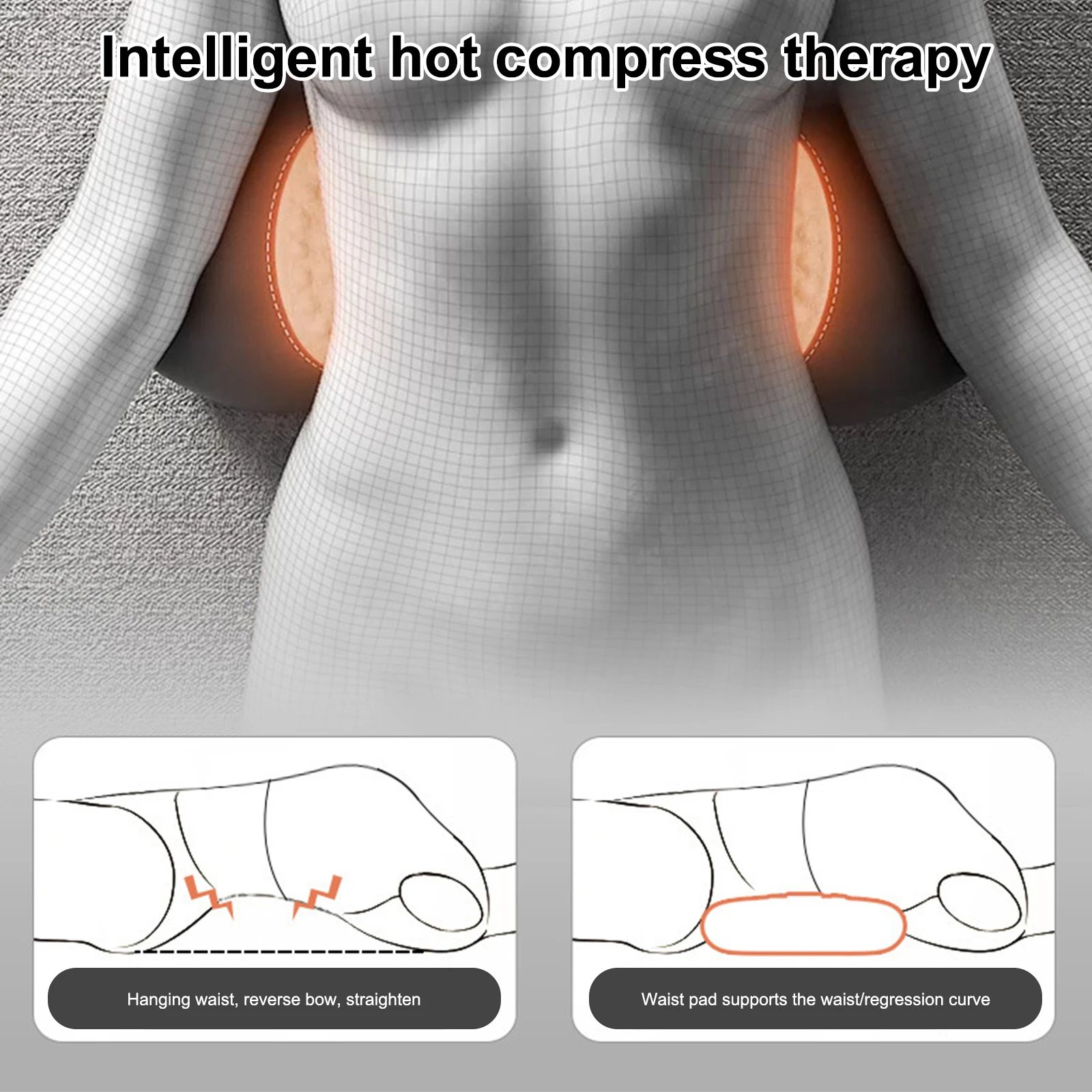 Electric Lumbar Vertebra Lift Massager Heat Compress to Improve Waist Curvature Massager 3 in 1 Waist Pillow for Sleeping Protec