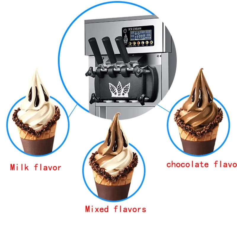 Soft Ice Cream Machine Commercial Desktop Ice Cream Maker Stainless Steel Benchtop Gelato Vending Freezing Machine 3