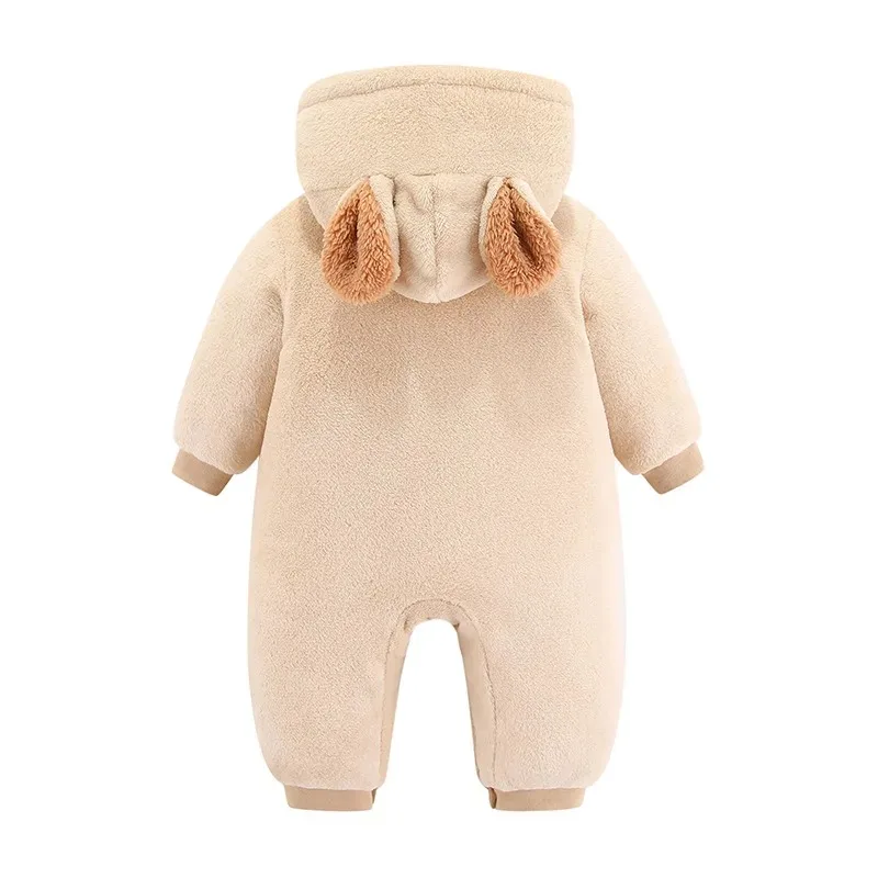 New Baby Autumn and Winter Baby Long-sleeved Long-legged Love Pattern Onesie with Cute Hooded Crawling Clothes Girl