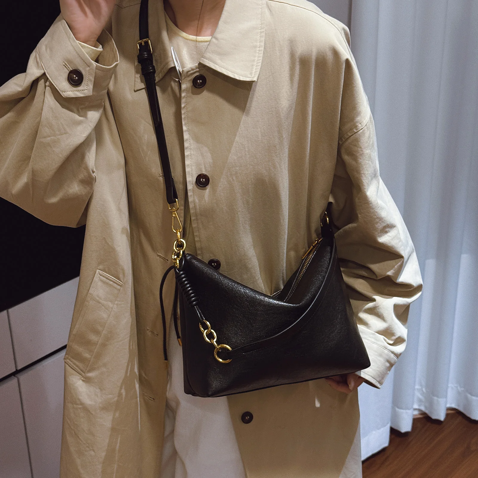 Women Solid Color PU Shoulder Bag Crossbody Bag Tote Handbag Hobo Bag Large Capacity for Travel Shopping Daily Use