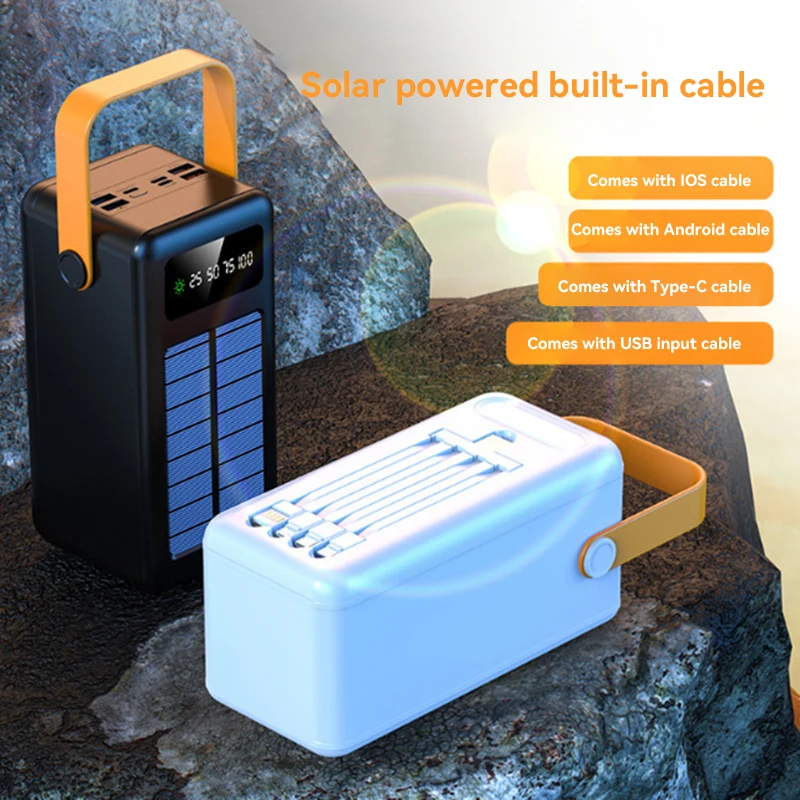 Xiaomi 100000mAh Solar Panel Power Bank Fast charging Comes with Four Wire External Battery Pack with Flashlight For Outdoors 3